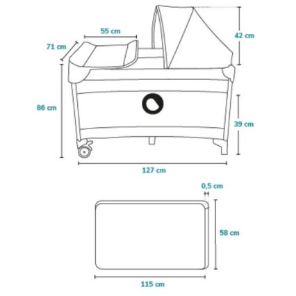Lionelo - Lettino da viaggio SVEN PLUS grigio