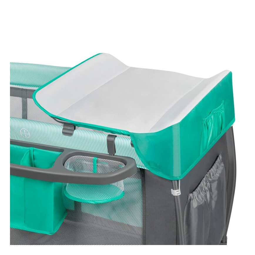 Lionelo - Lettino da viaggio SVEN PLUS grigio/turchese