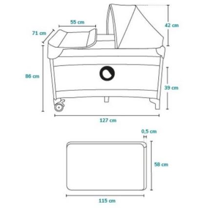 Lionelo - Lettino da viaggio SVEN PLUS grigio/turchese
