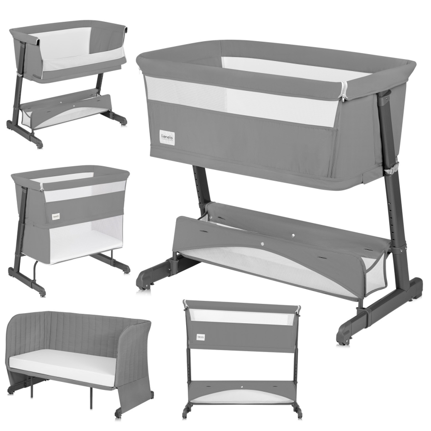 Lionelo - Lettino trasformabile 5 in 1 THOMI PLUS Grigio Cemento
