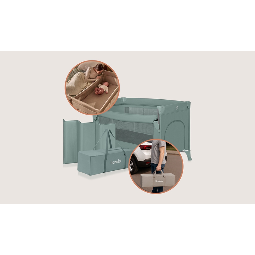 Lionelo - Letto da viaggio 3 in 1 ELLEN Green Sage