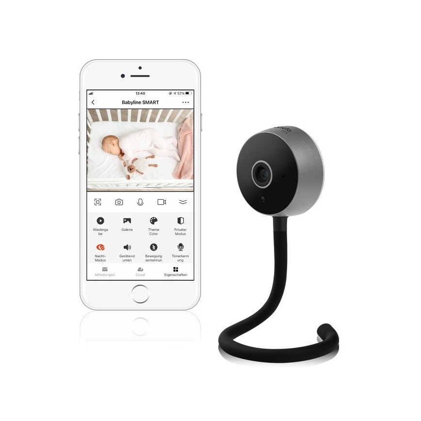 Lionelo - Monitor per bambini intelligente BABYLINE SMART Wi‑Fi Nero