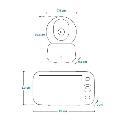 Lionelo - Monitor per neonati BABYLINE 9.1 5V 3600 mAh