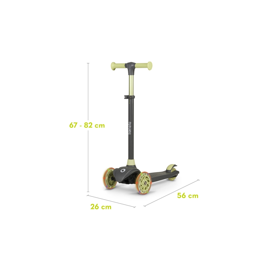 Lionelo - Monopattino per bambini JESSY 3xAA grigio/verde