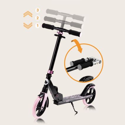 Lionelo - Monopattino per bambini LUCA nero/rosa
