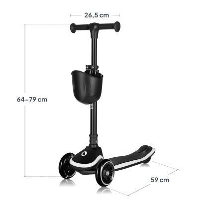 Lionelo - Monopattino per bambini MEY 3xAAA Nero Onice