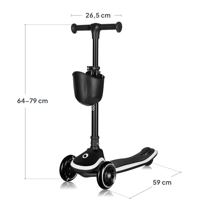 Lionelo - Monopattino per bambini MEY 3xAAA Nero Onice