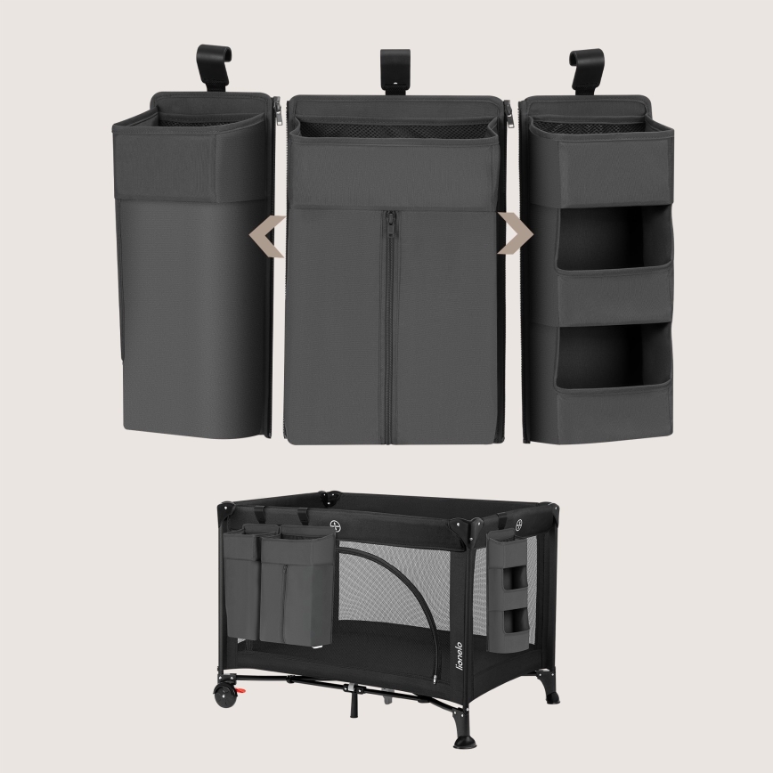 Lionelo - Organizer 3 in 1 per lettino SIDEPOCKET Grigio