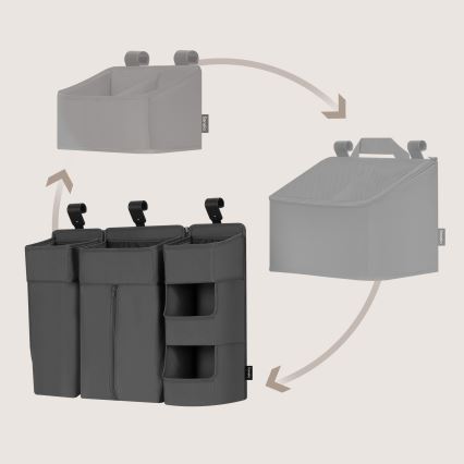 Lionelo - Organizer 3 in 1 per lettino SIDEPOCKET Grigio