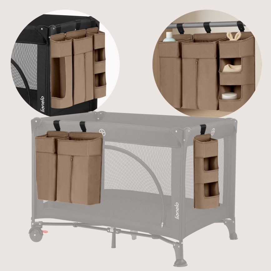 Lionelo - Organizer per lettino 3 in 1 SIDEPOCKET Beige