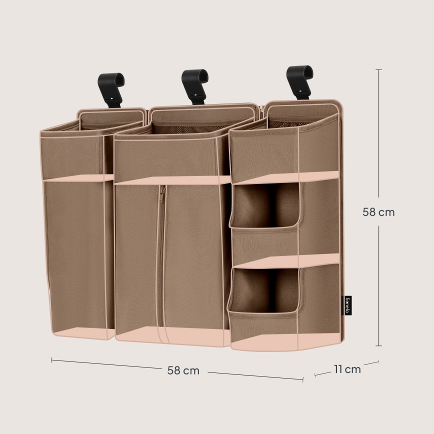 Lionelo - Organizer per lettino 3 in 1 SIDEPOCKET Beige