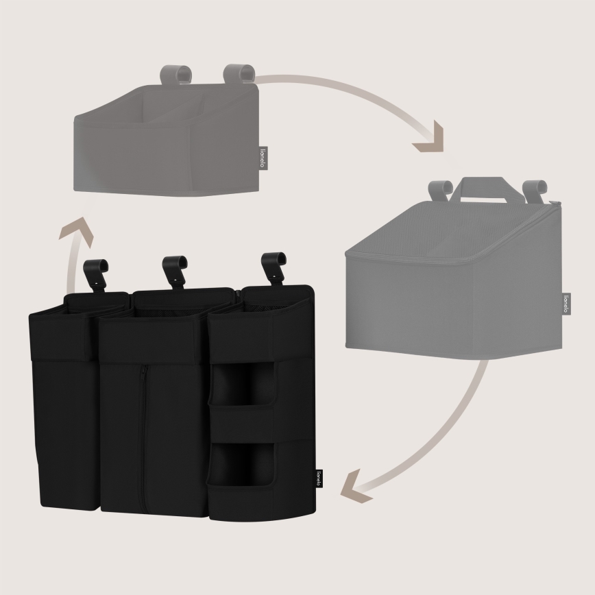 Lionelo - Organizzatore per lettino 3 in 1 SIDEPOCKET Nero