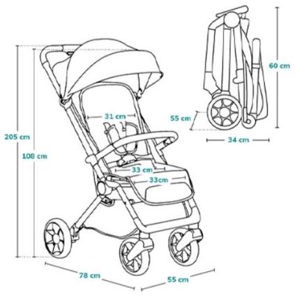 Lionelo - Passeggino CLOE nero/blu/oro