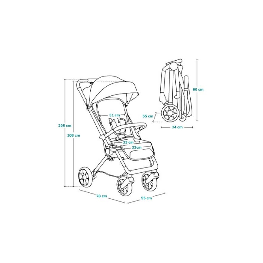 Lionelo - Passeggino CLOE nero/blu/oro