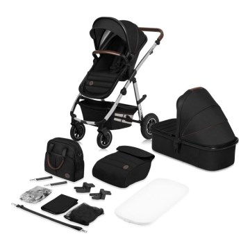 Lionelo - Passeggino combinato 2 in 1 AMBER Nero/Argento