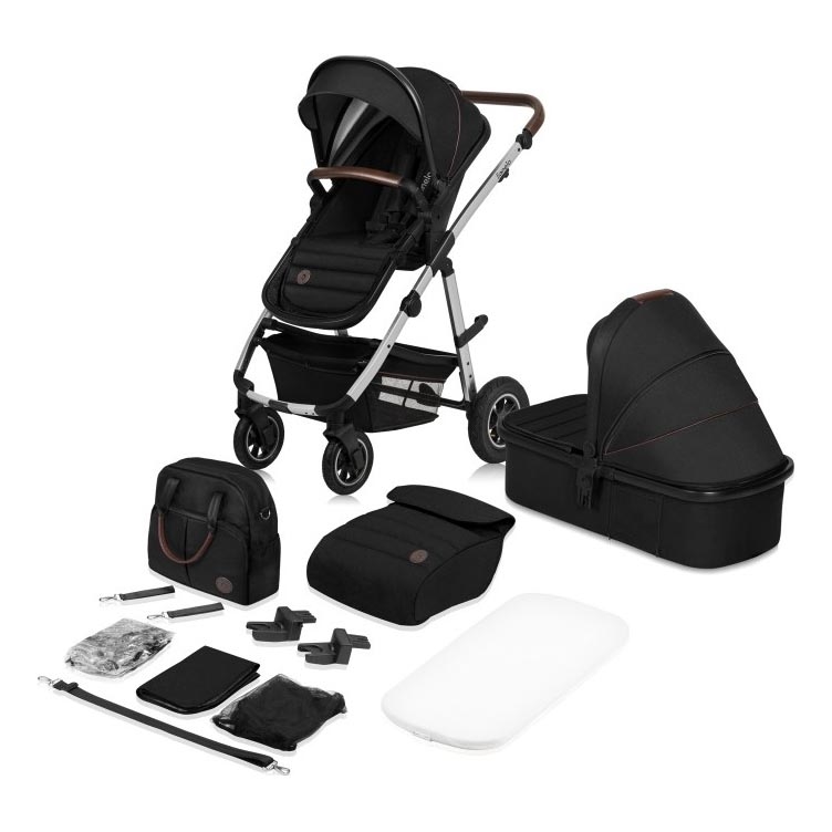 Lionelo - Passeggino combinato 2 in 1 AMBER Nero/Argento