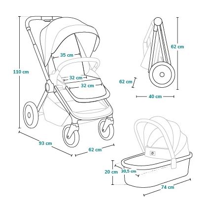 Lionelo - Passeggino combinato 2 in 1 MIKA PLUS Marrone ruggine