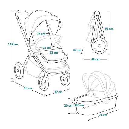 Lionelo - Passeggino combinato 2 in 1 MIKA PLUS Nero Onice