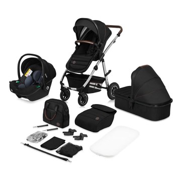 Lionelo - Passeggino combinato 3 in 1 AMBER Nero/Argento