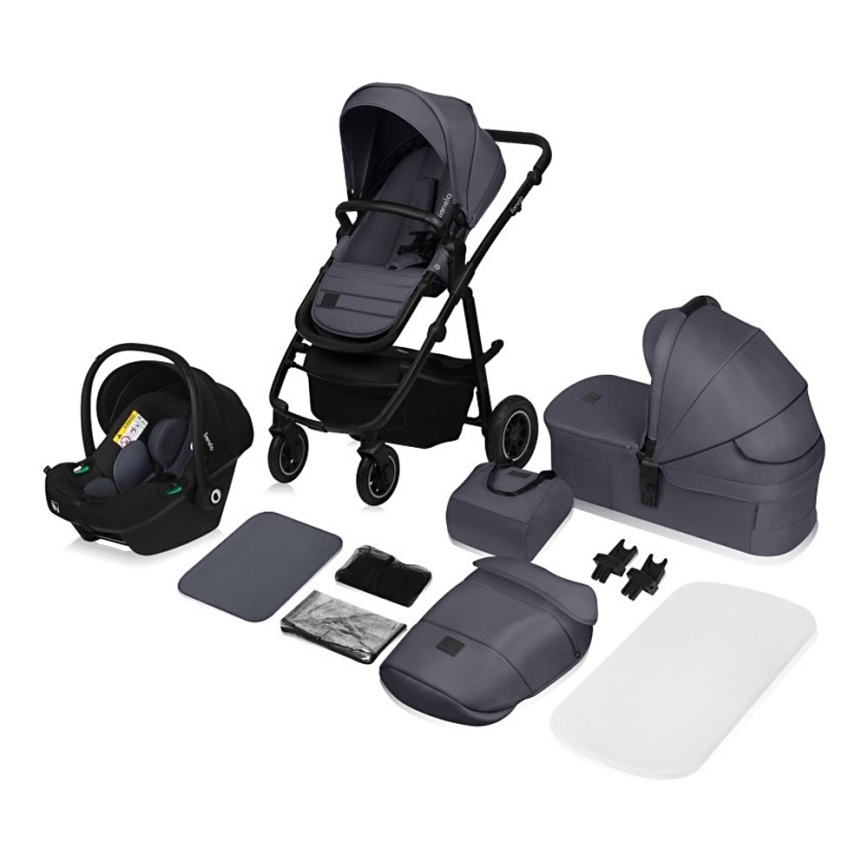 Lionelo - Passeggino combinato 3 in 1 AMBER PLUS grigio grafite