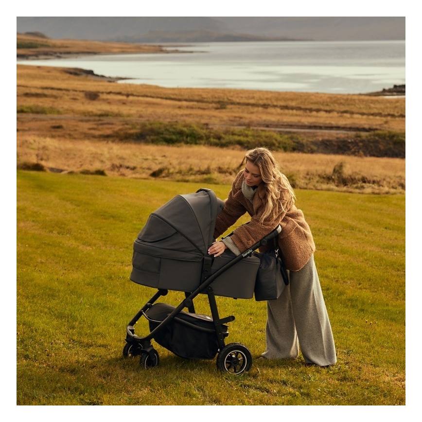 Lionelo - Passeggino combinato 3 in 1 AMBER PLUS grigio grafite