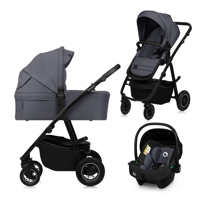 Lionelo - Passeggino combinato 3 in 1 AMBER PLUS grigio grafite