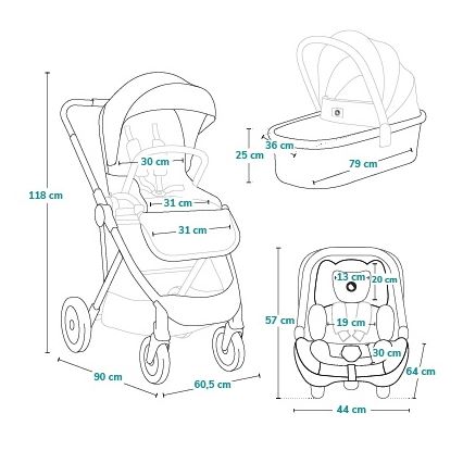 Lionelo - Passeggino combinato 3 in 1 AMBER PLUS grigio grafite