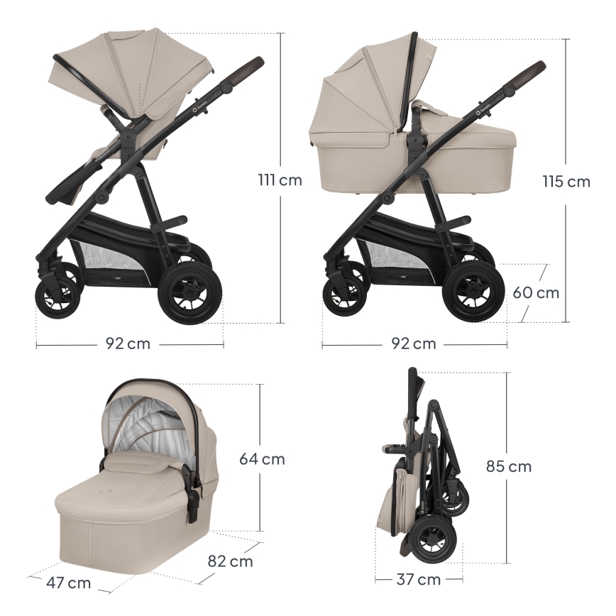 Lionelo - Passeggino combinato 3 in 1 BIANKA Beige Sabbia