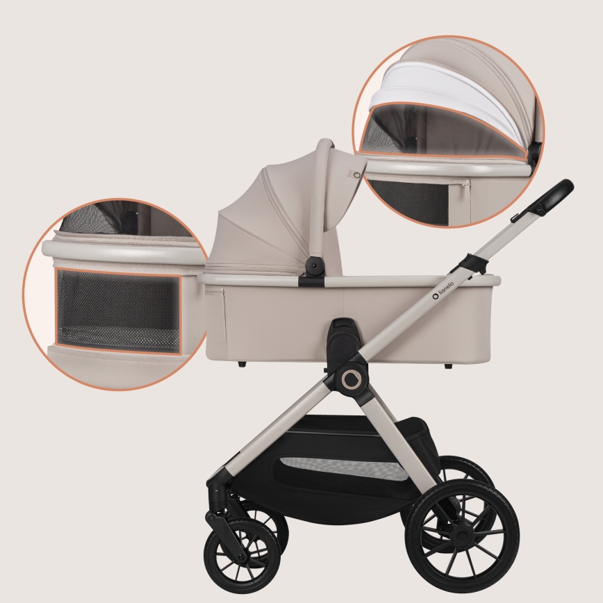 Lionelo - Passeggino combinato 3 in 1 LAYLA Beige Sand