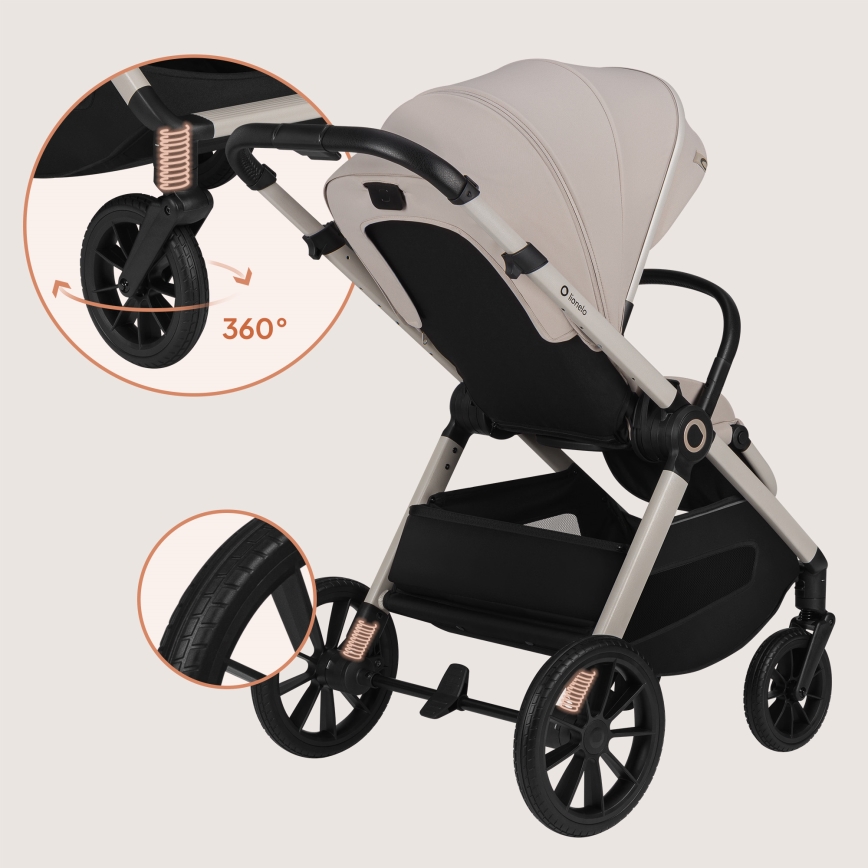 Lionelo - Passeggino combinato 3 in 1 LAYLA Beige Sand