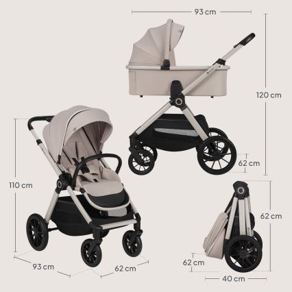 Lionelo - Passeggino combinato 3 in 1 LAYLA Beige Sand