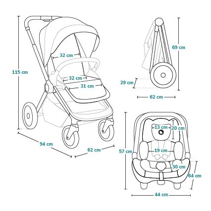 Lionelo - Passeggino combinato 3 in 1 LAYLA Foresta Verde