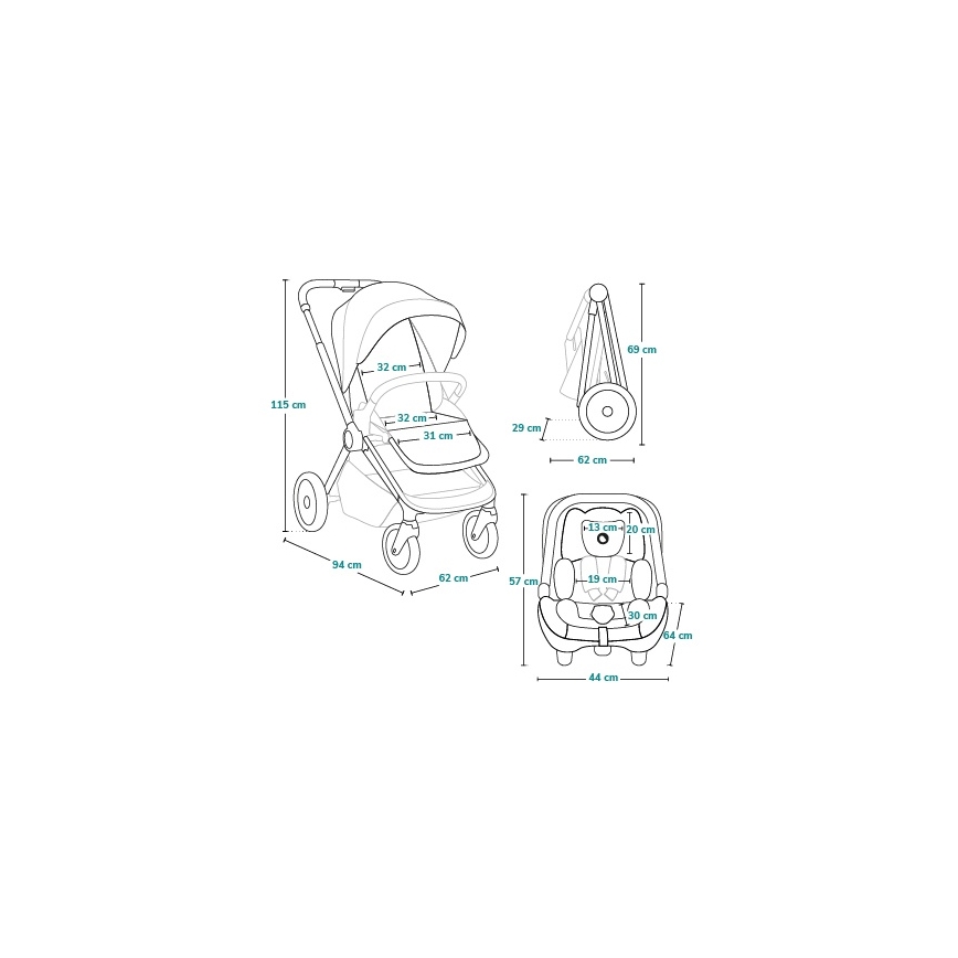 Lionelo - Passeggino combinato 3 in 1 LAYLA Foresta Verde