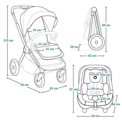 Lionelo - Passeggino combinato 3 in 1 LAYLA Grigio Pietra