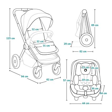 Lionelo - Passeggino combinato 3 in 1 LAYLA Nero Onice