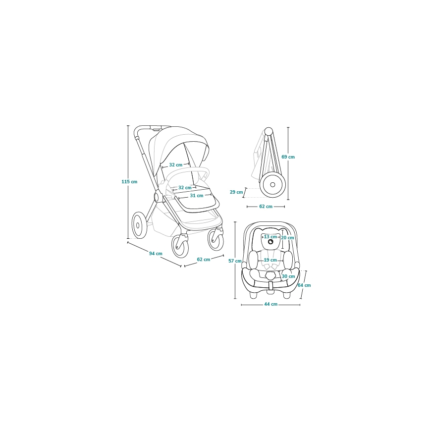 Lionelo - Passeggino combinato 3 in 1 LAYLA Nero Onice