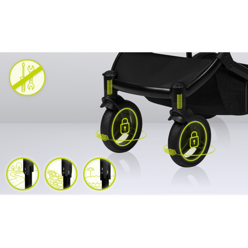 Lionelo - Passeggino combinato 3 in 1 MARI TOUR Nero Onice