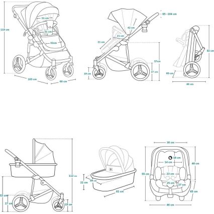 Lionelo - Passeggino combinato 3 in 1 MARI TOUR Nero Onice