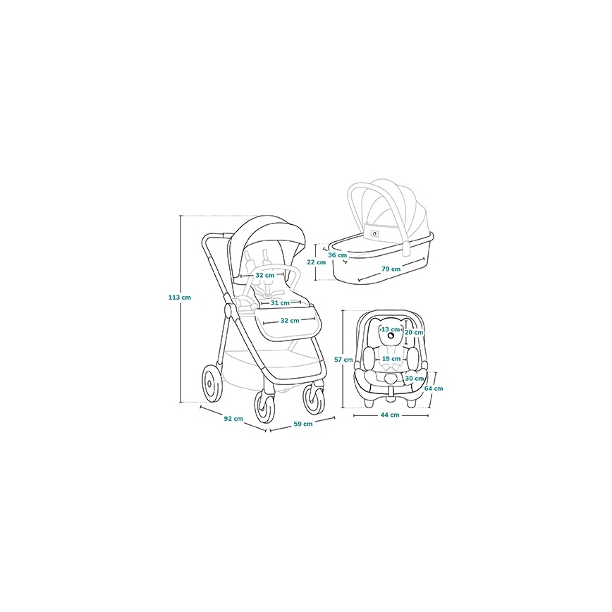 Lionelo - Passeggino combinato 3 in 1 MERIL Sabbia