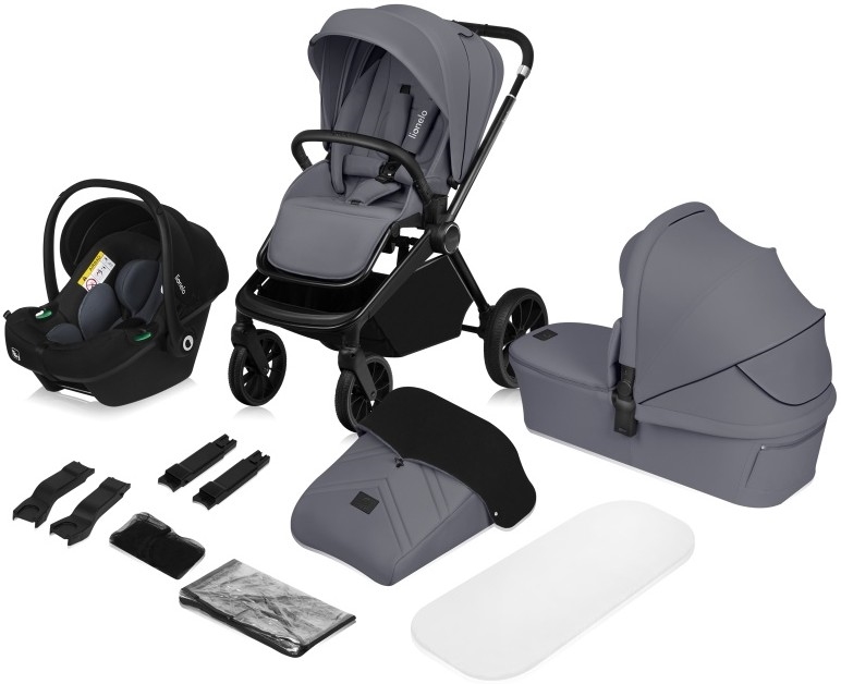 Lionelo - Passeggino combinato 3 in 1 MIKA PLUS Grigio Pietra