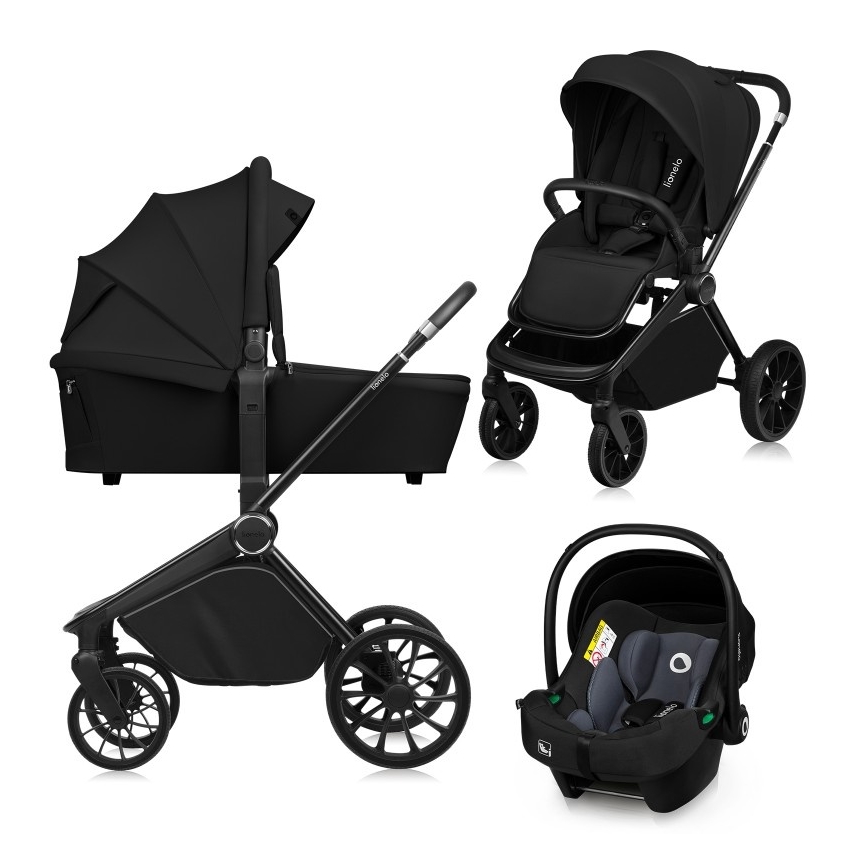 Lionelo - Passeggino combinato 3 in 1 MIKA PLUS Nero Onice