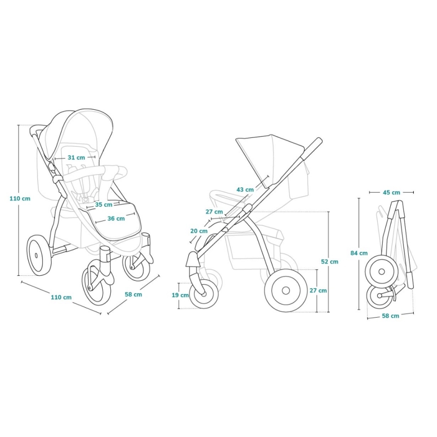 Lionelo - Passeggino sportivo ANNET PLUS Concrete