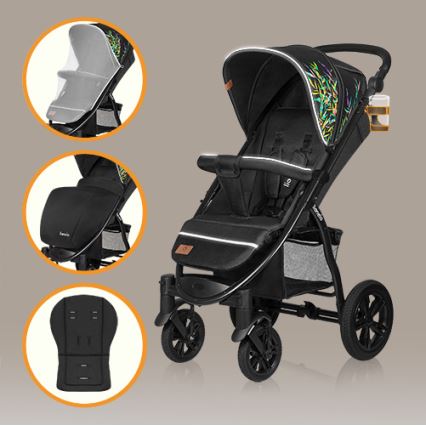 Lionelo - Passeggino sportivo ANNET TOUR nero/verde