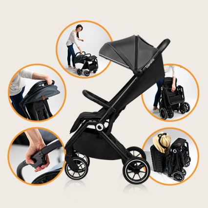 Lionelo - Passeggino sportivo CLOE nero/grigio