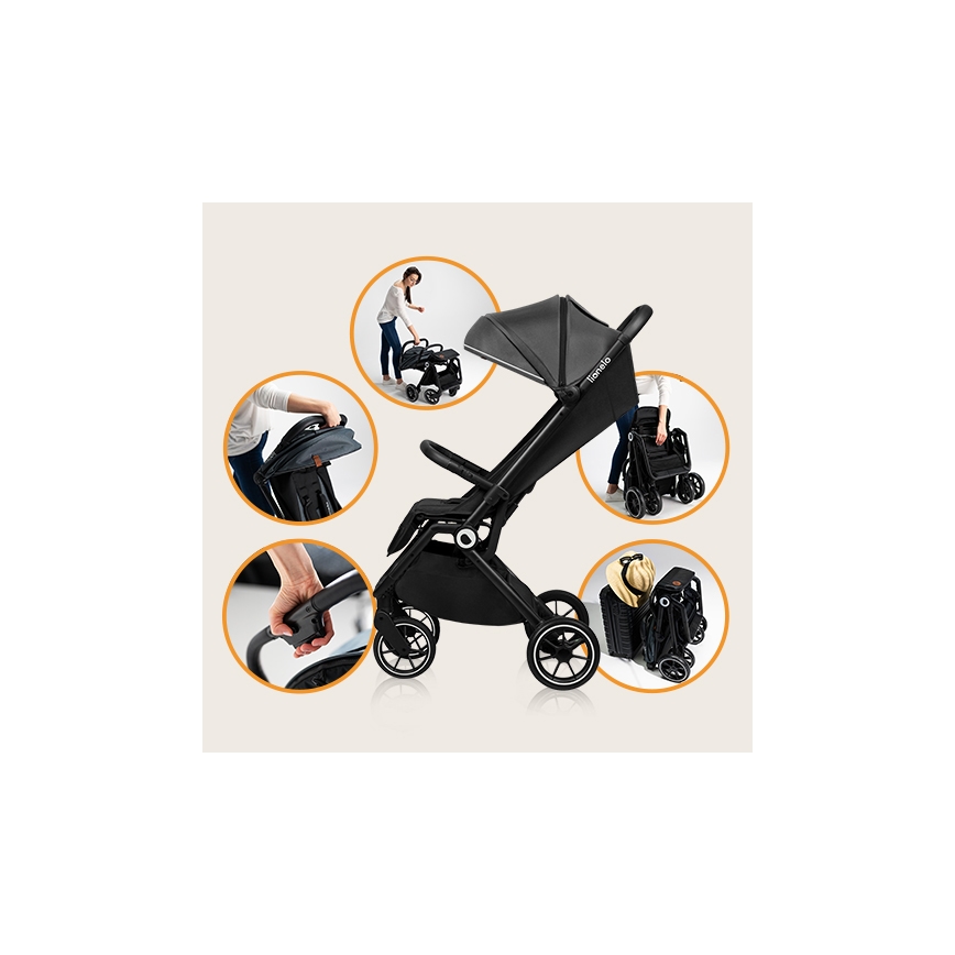 Lionelo - Passeggino sportivo CLOE nero/grigio