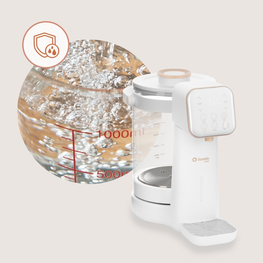 Lionelo - Preparatore di latte per neonati BABYPRESTO 2.0 1200W/230V Bianco