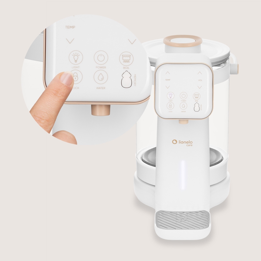 Lionelo - Preparatore di latte per neonati BABYPRESTO 2.0 1200W/230V Bianco