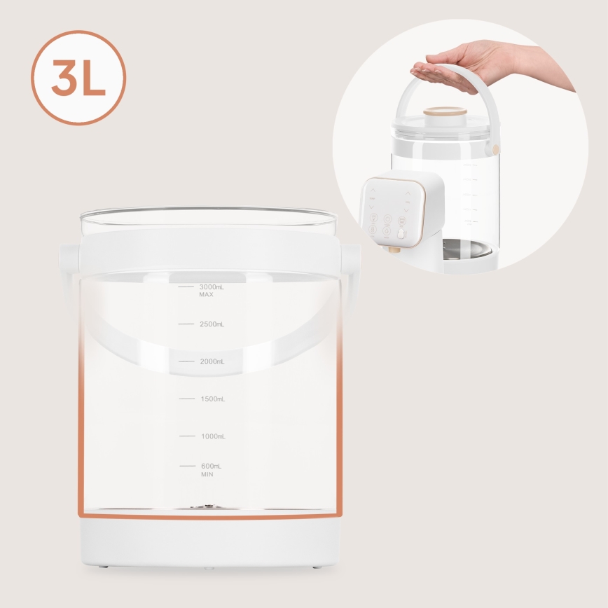 Lionelo - Preparatore di latte per neonati BABYPRESTO 2.0 1200W/230V Bianco
