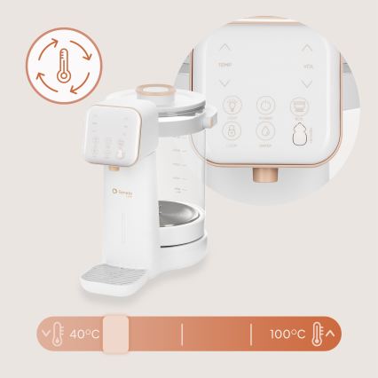 Lionelo - Preparatore di latte per neonati BABYPRESTO 2.0 1200W/230V Bianco