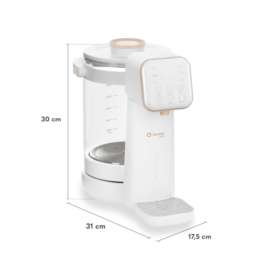 Lionelo - Preparatore di latte per neonati BABYPRESTO 2.0 1200W/230V Bianco